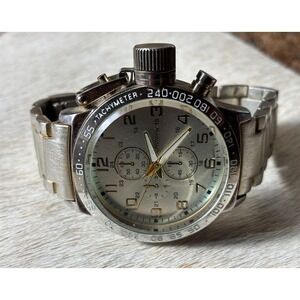 Geneva Mens Analog Watch 2977 Silver Metallic Tone Fashion Needs Battery